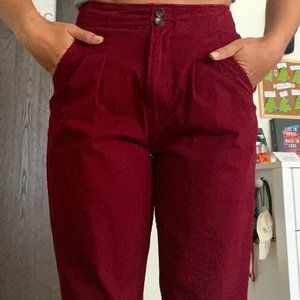 Maroon Paperbag Dress Pants